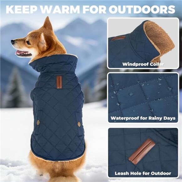Dog Winter Coat, Dog Jacket Warm Fleece Lined, Waterproof Windproof Dogs Small - Picture 2 of 7